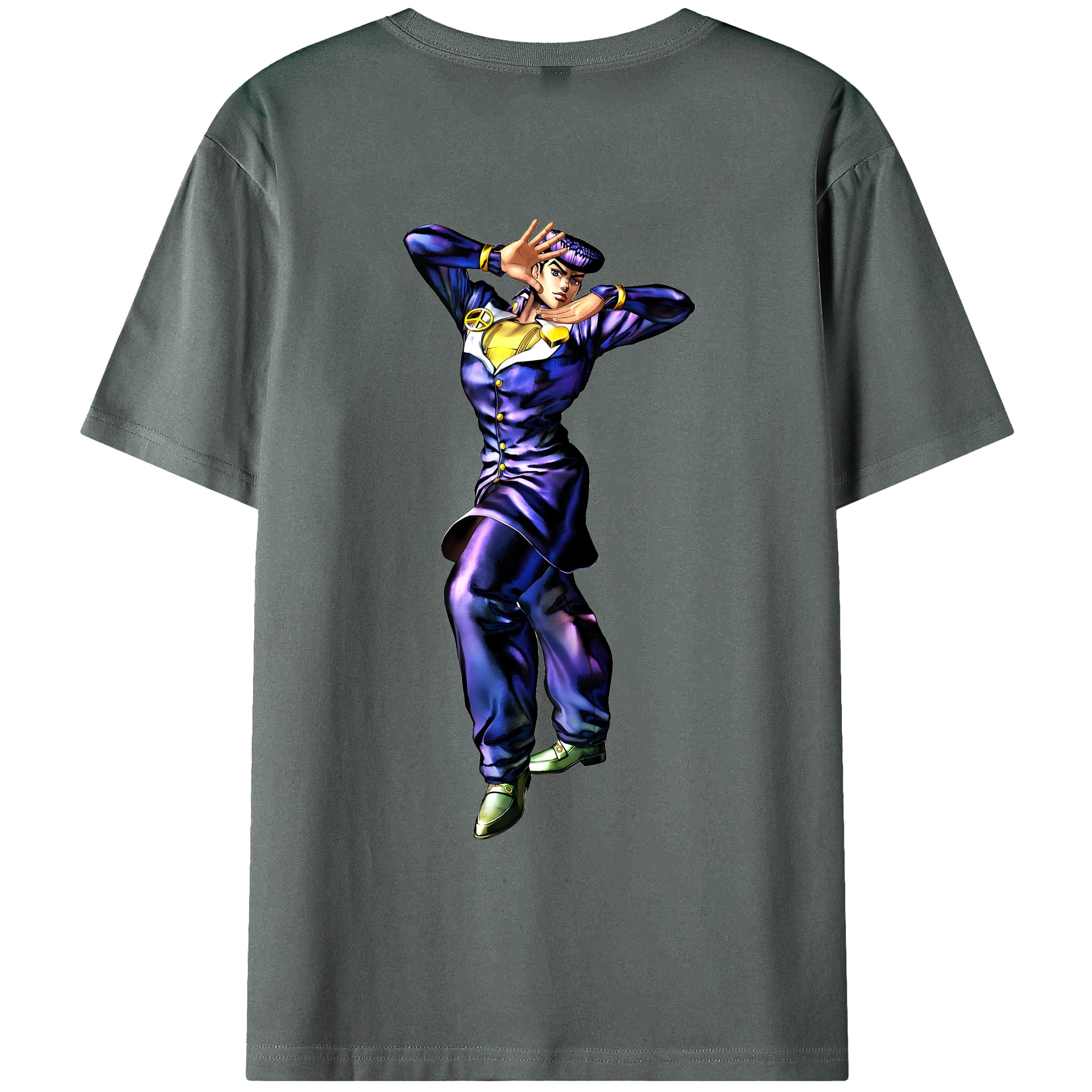 （画像用） ジョジョの奇妙な冒険 ひがしかた じょうすけ JoJo's Bizarre Adventure Higashikata Josuke 綿100％ メンズ半袖Tシャツ（バックプリント） 通気性